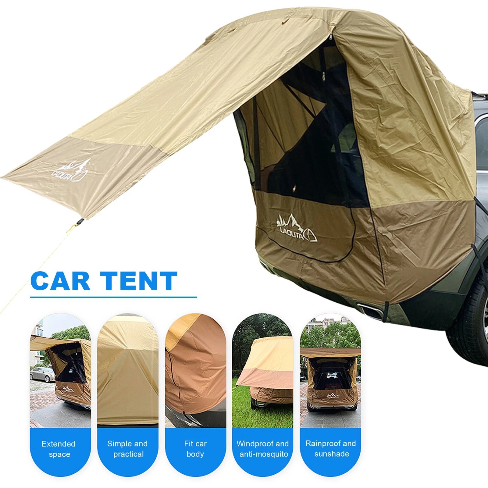 Cheap Goat Tents Tent for Car Trunk Sunshade Rainproof Rear Tent Simple Motorhome For Self driving Tour Barbecue Camping Hiking Tent   